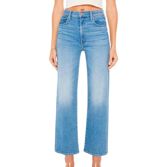 Mother Denim - Mother Denim The Rambler Zip Flood Womens High-Waisted Blue Denim Jeans in Out o